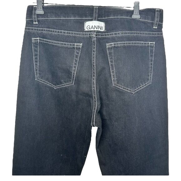 GANNI Sheldon Black Slit Hem Straight Leg Jeans Cotton Size 28 x32 Classic Denim - Picture 5 of 12